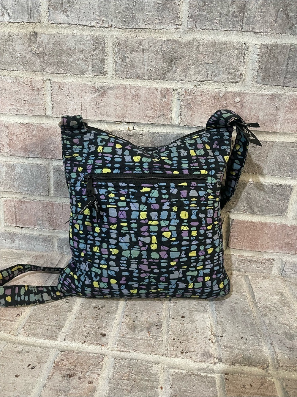 Vera Bradley Black Multi Pebble Print Crossbody Shoulder Bag - Picture 3 of 9